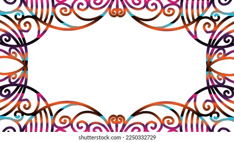 Beautiful colour gradient frame line art pattern of indonesian traditional abstract batik   dayak ornament for commercial  ads