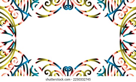 Beautiful colour gradient frame line art pattern of indonesian traditional abstract batik   dayak ornament for commercial  ads