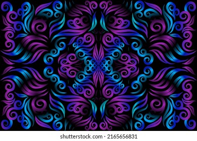 Beautiful colour gradient line art pattern wallpaper of indonesian traditional abstract batik  ethnic dayak ornament for commercial  ads