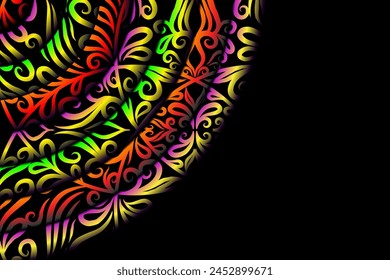 Beautiful colourful batik ethnic dayak ornament line art pattern background 