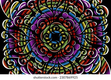 Beautiful colourful caleidoscope gradient flower art pattern of indonesian culture traditional tenun batik ethnic dayak pattern 
