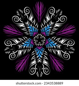 Beautiful colourful caleidoscope gradient flower leaf art pattern of indonesian culture traditional batik