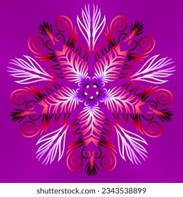 Hermoso color caleidoscopio gradiente flor patrón de arte de hoja de la cultura indonesia batik tradicional