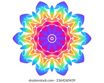 Beautiful colourful caleidoscope gradient flower petals art pattern