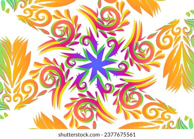 Beautiful colourful caleidoscope gradient flower art pattern traditional Java classic indonesian culture pattern 
 