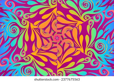 Beautiful colourful caleidoscope gradient flower art pattern traditional Java classic indonesian culture pattern 
 