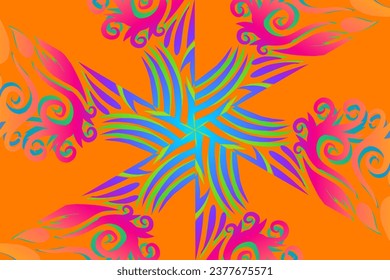 Beautiful colourful caleidoscope gradient flower art pattern traditional Java classic indonesian culture pattern 
 