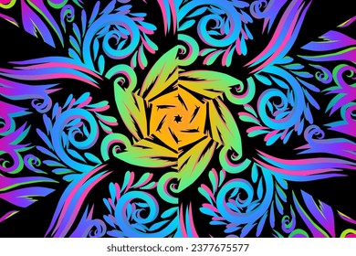 Beautiful colourful caleidoscope gradient flower art pattern traditional Java classic indonesian culture pattern 
 