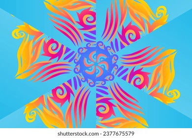 Beautiful colourful caleidoscope gradient flower art pattern traditional Java classic indonesian culture pattern 
 