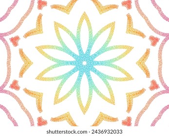 Beautiful colourful caleidoscope gradient flower petals art for commercial textile or background wallpaper 