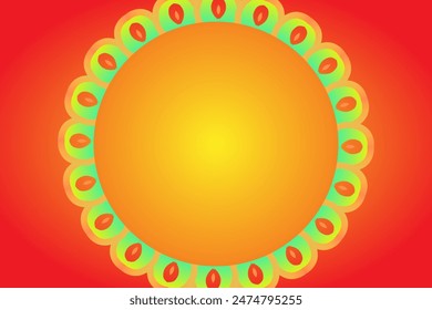 Beautiful colourful caleidoscope gradient flower art pattern of indonesian culture traditional tenun batik ethnic dayak frame