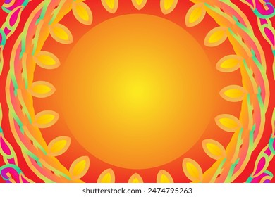 Beautiful colourful caleidoscope gradient flower art pattern of indonesian culture traditional tenun batik ethnic dayak frame