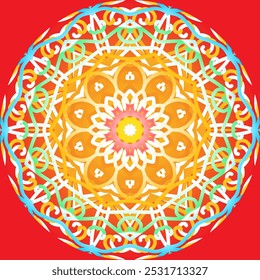 Bonito colorido caleidoscópio gradiente flor pétalas arte para têxtil comercial ou fundo papel de parede 