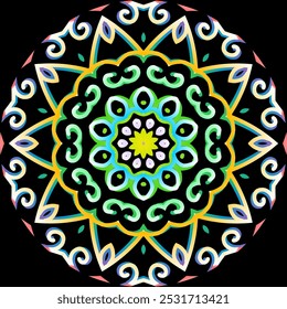 Bonito colorido caleidoscópio gradiente flor pétalas arte para têxtil comercial ou fundo papel de parede 