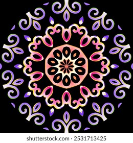 Bonito colorido caleidoscópio gradiente flor pétalas arte para têxtil comercial ou fundo papel de parede 