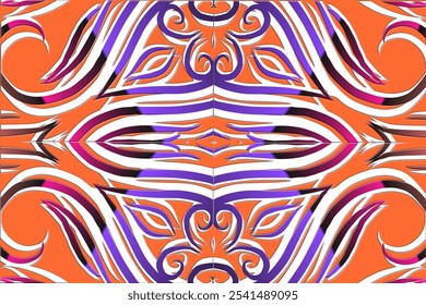 Beautiful colourful caleidoscope gradient flower art batik ethnic dayak borneo pattern background	