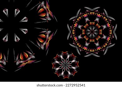 Beautiful colourful caleidoscope illustrations design triple circle corona covid 19 virus 

