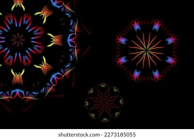 Beautiful colourful caleidoscope illustrations design triple circle corona covid 19 virus 

