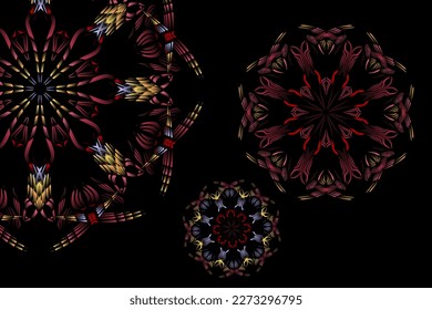 Beautiful colourful caleidoscope illustrations design triple circle corona covid 19 virus 

