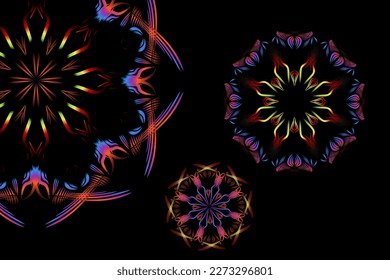 Beautiful colourful caleidoscope illustrations design triple circle corona covid 19 virus 

