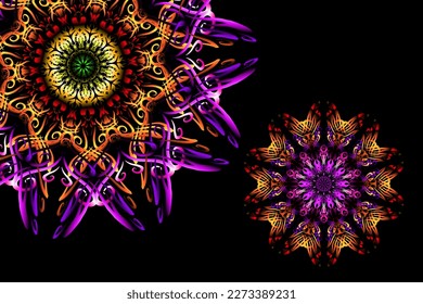 Beautiful colourful caleidoscope illustrations design triple circle corona covid 19 virus 

