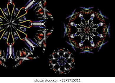 Beautiful colourful caleidoscope illustrations design triple circle corona covid 19 virus 

