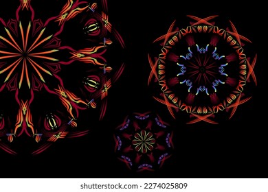 Beautiful colourful caleidoscope illustrations design triple circle corona covid 19 virus 

