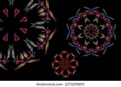 Beautiful colourful caleidoscope illustrations design triple circle corona covid 19 virus 


