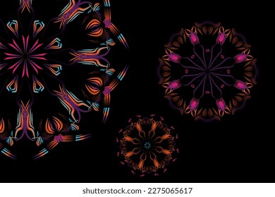 Beautiful colourful caleidoscope illustrations design triple circle corona covid 19 virus 

