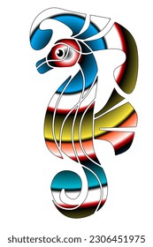 Beautiful colourful design gradient of Seahorses with luxurious shape pattern 