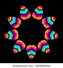 Beautiful colourful design gradient symmetrical caleidoscope leaf 