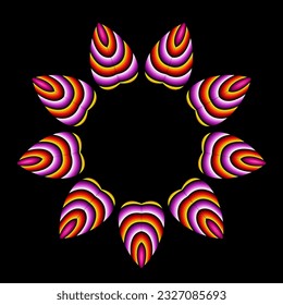 Hermoso gradiente de diseño colorido de hoja caleidoscópica simétrica 