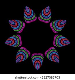 Beautiful colourful design gradient symmetrical caleidoscope leaf 