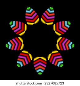 Beautiful colourful design gradient symmetrical caleidoscope leaf 