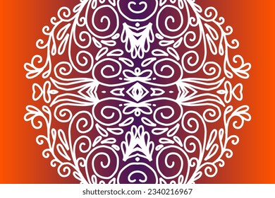 Hermoso fondo de gradiente colorido con flor blanca línea de arte patrón de la cultura indonesia batik tradicional
