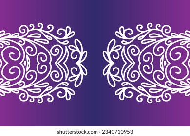 Beautiful colourful  gradient background with white flower leaf line art pattern of indonesian culture traditional batik
