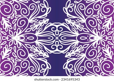 Beautiful colourful  gradient background with white flower leaf line art pattern of indonesian culture traditional batik

