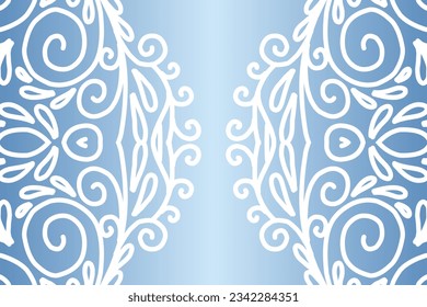 Beautiful colourful  gradient background with white flower leaf line art pattern of indonesian culture traditional batik