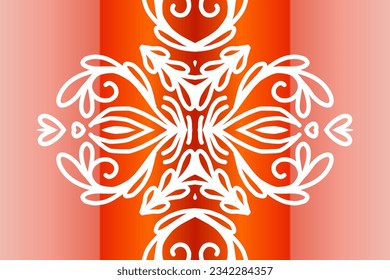 Hermoso fondo de gradiente colorido con flor blanca línea de arte patrón de la cultura indonesia batik tradicional