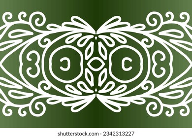 Beautiful colourful  gradient background with white flower leaf line art pattern of indonesian culture traditional batik