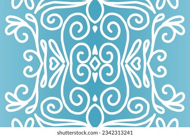 Hermoso fondo de gradiente colorido con flor blanca línea de arte patrón de la cultura indonesia batik tradicional