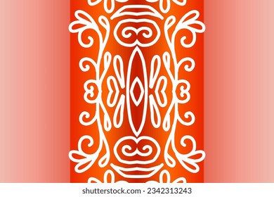 Beautiful colourful  gradient background with white flower leaf line art pattern of indonesian culture traditional batik