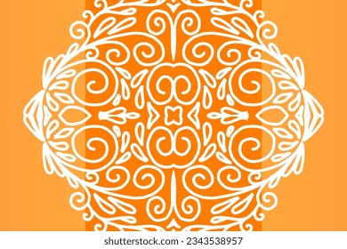 Beautiful colourful  gradient background with white flower leaf line art pattern of indonesian culture traditional batik