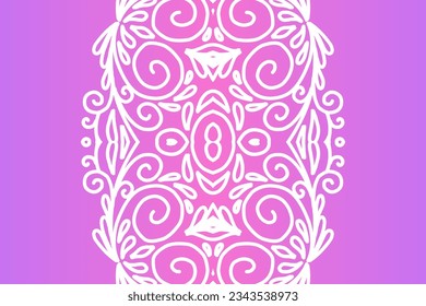Beautiful colourful  gradient background with white flower leaf line art pattern of indonesian culture traditional batik