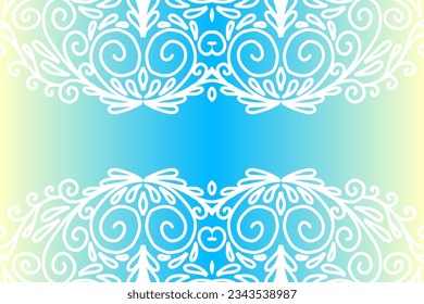 Beautiful colourful  gradient background with white flower leaf line art pattern of indonesian culture traditional batik
