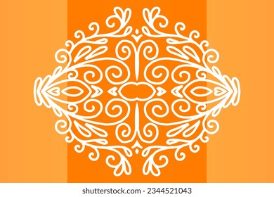 Beautiful colourful  gradient background with white flower leaf line art pattern of indonesian culture traditional batik