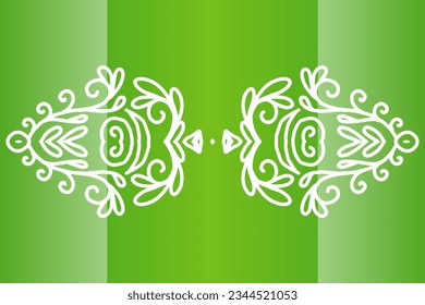 Beautiful colourful  gradient background with white flower leaf line art pattern of indonesian culture traditional batik