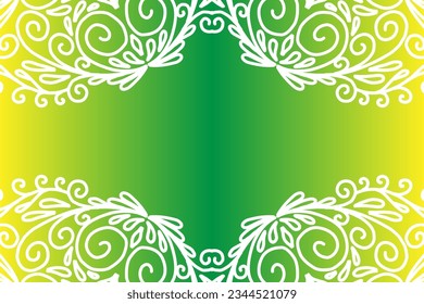 Beautiful colourful  gradient background with white flower leaf line art pattern of indonesian culture traditional batik

