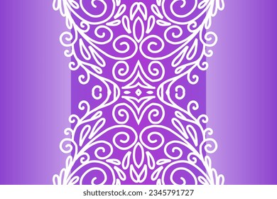 Beautiful colourful  gradient background with white flower leaf line art pattern of indonesian culture traditional batik