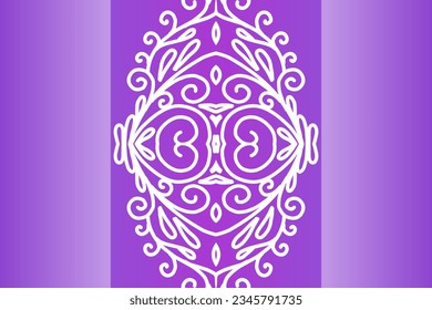 Beautiful colourful  gradient background with white flower leaf line art pattern of indonesian culture traditional batik